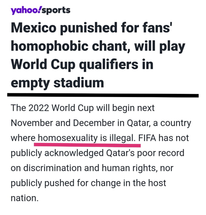 Your daily dose of hypocrisy is brought to you by FIFA