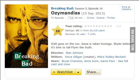 Ozymandias is back to 10. on IMDb : r/breakingbad