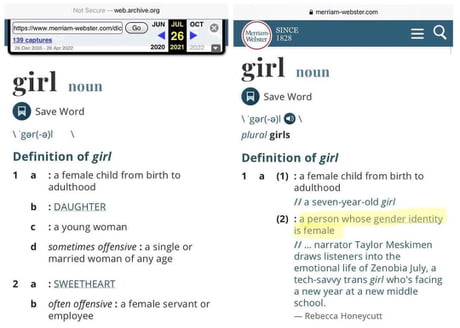 Apparently Merriam-Webster changed the definition of the word Girl - 9GAG