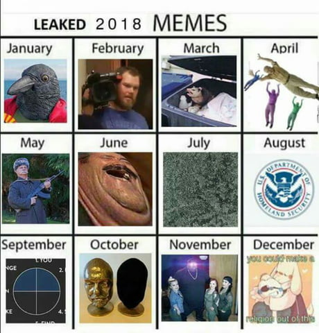 Leaked 2018 Meme Calendar 9gag