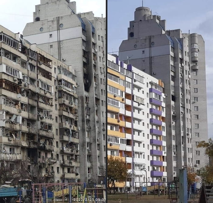 Ukraine keeps restoration while war is still in progress. Kyiv: February vs October