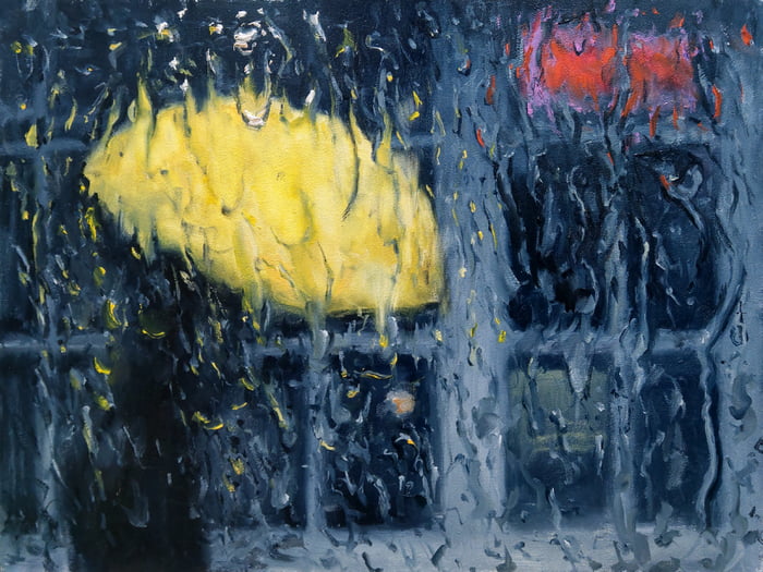 Yellow Umbrella, My oil painting 9GAG
