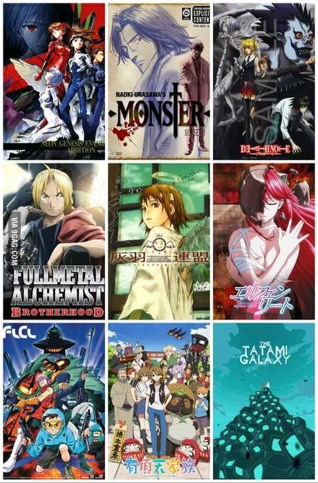 My anime recommendation list (layout inspired by AnimePalette) - 9GAG