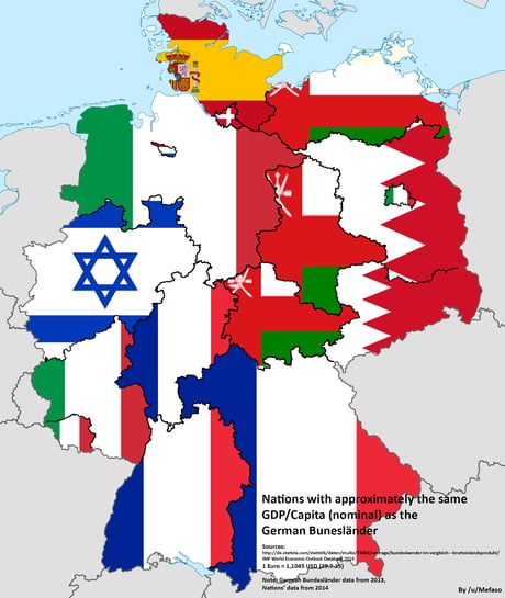 Nations With The Same Gdp Capita As A German State 9gag