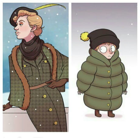 Winter fashion expectation vs. winter fashion reality - 9GAG