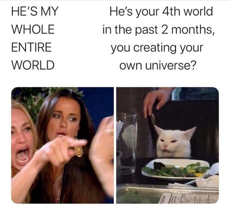Sensitive woman yelling at a cat meme boredbat boredbat.com