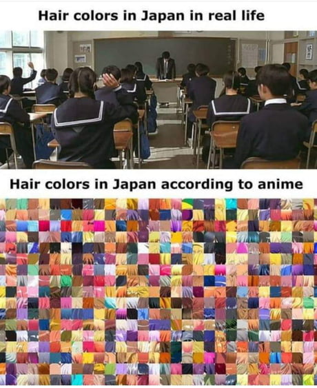 Anime has an interesting choice of hair color - 9GAG