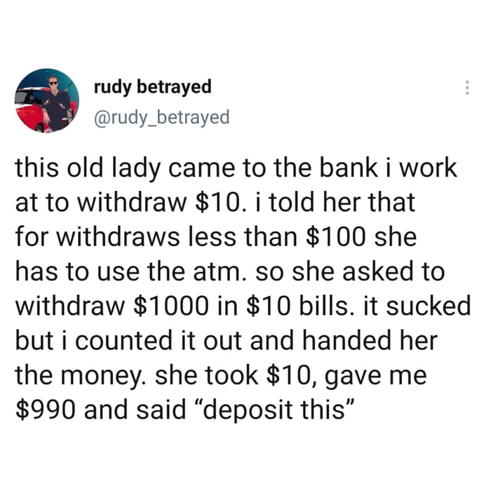 Old lady at the bank