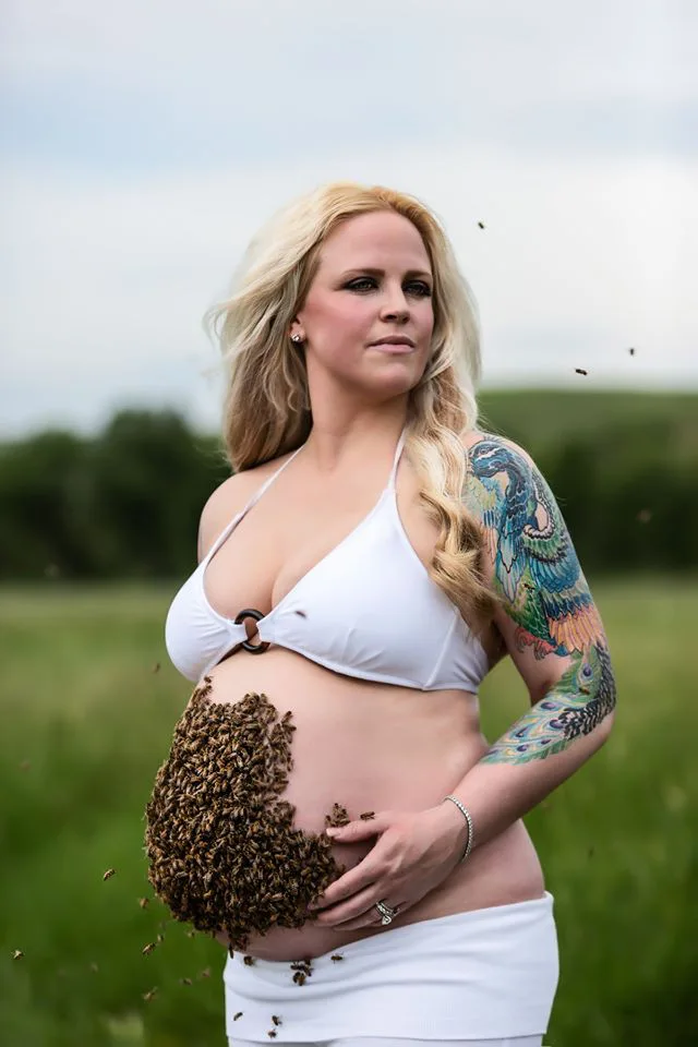 Pregnant Woman Does Maternity Shoot with Thousands of Bees on Her Belly