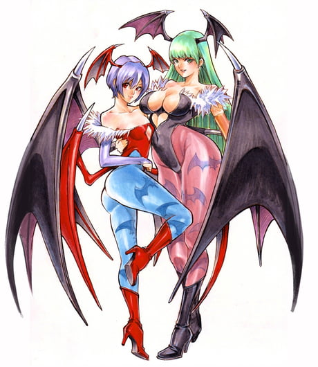 Anime Pantyhose Legs 300 Lilith And Morrigan Aensland Darkstalkers Artist Rodrigo Yoshimiya 9gag