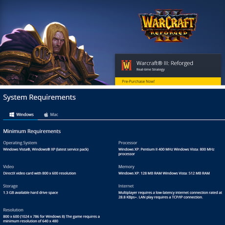 Warcraft 3 system requirements