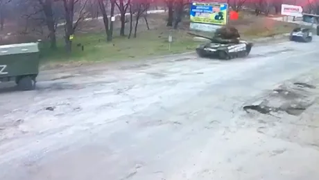 Russian Tank flying the USSR flag captured on a  stream near Nova  Kakhovka, Ukraine - 9GAG