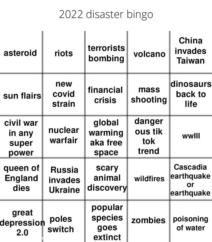 Disaster Bingo - 2022