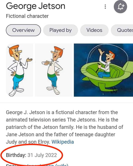 Happy Birthday, George Jetson! Welcome to the future, Earth. - 9GAG