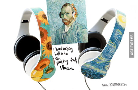 Hand painted van gogh themed headphones 9GAG