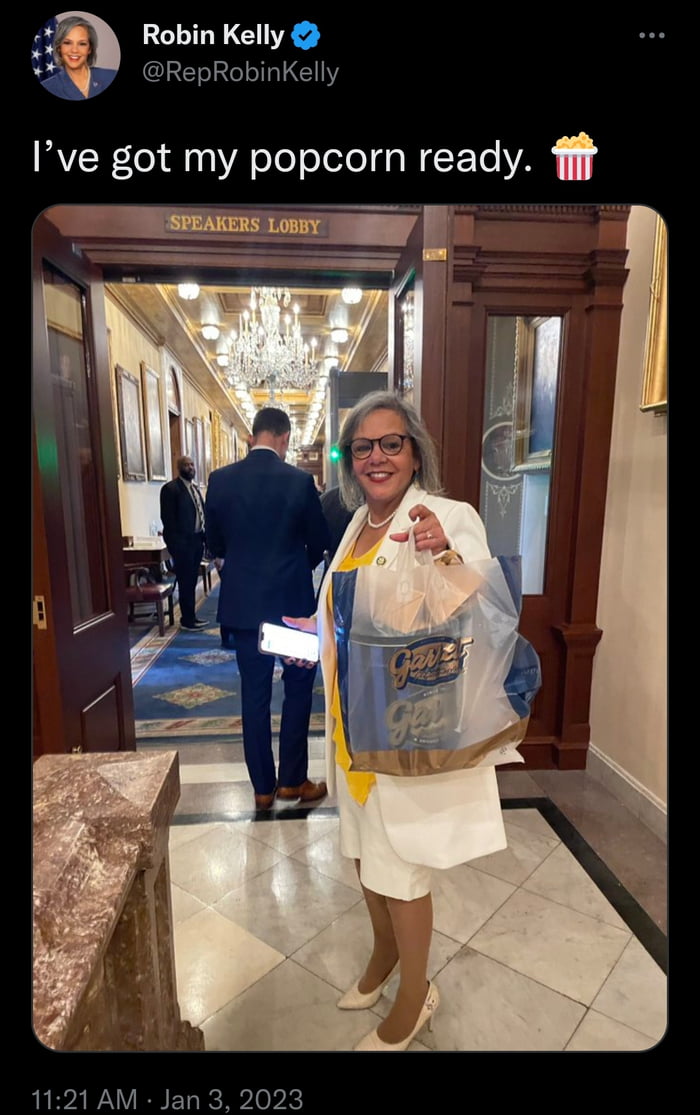 Illinois house democrat bringing the popcorn for the speaker of the