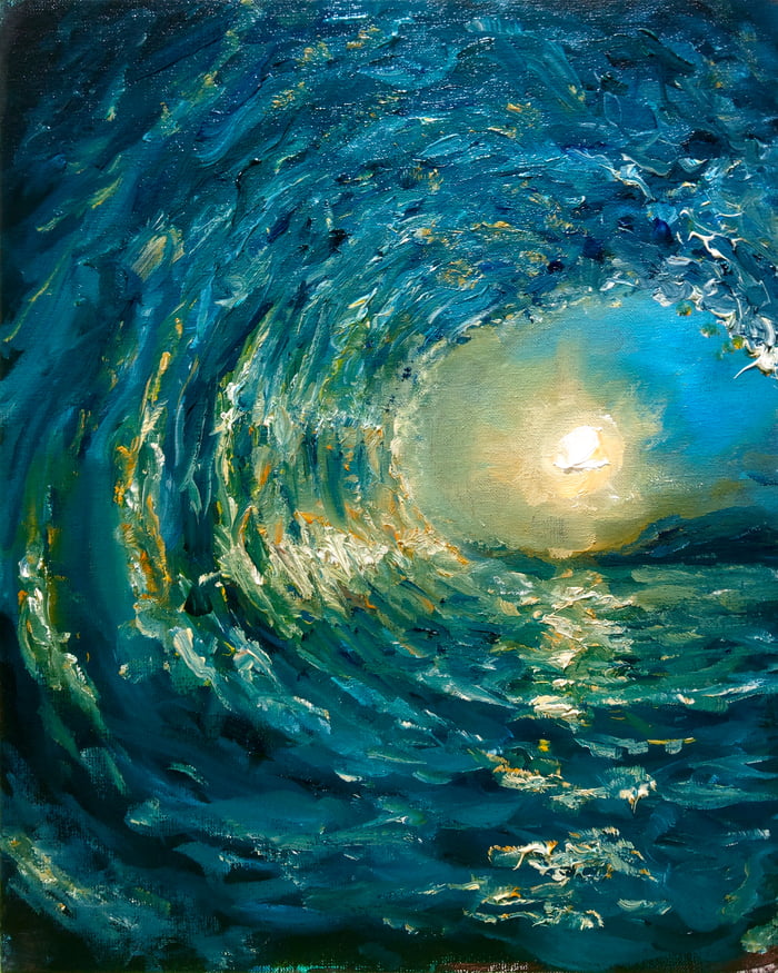 Big Wave, My oil painting - 9GAG