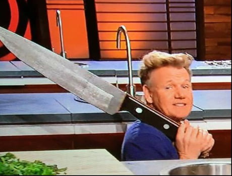 gordon ramsay with a massive knife | Postcard