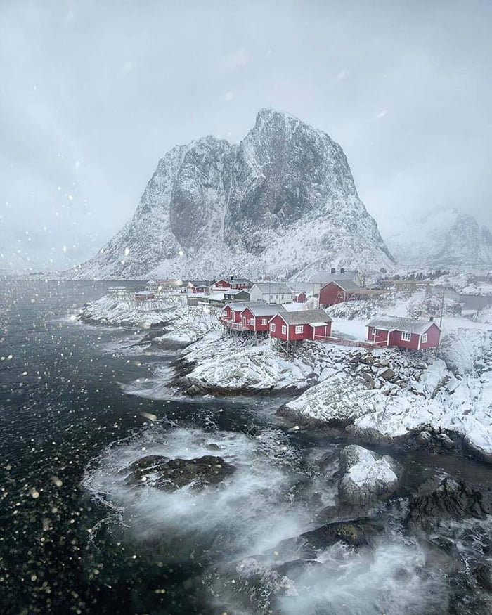 Winter in the Lofoten Islands, Norway.