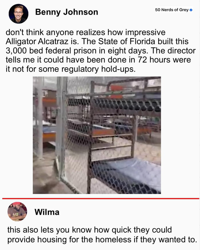 The efficiency of building a prison versus housing for the homeless is a stark contrast.