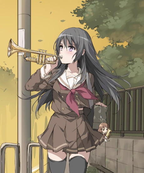 Girl, trumpet, musical instrument, orchestra, music, anime, HD phone  wallpaper | Peakpx