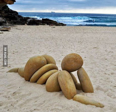 Curvy nude on beach