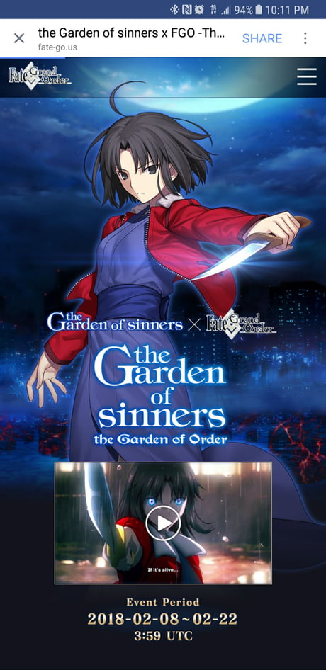 Holy Shit Guys Were Doing The Garden Of Sinners Event Already 9gag