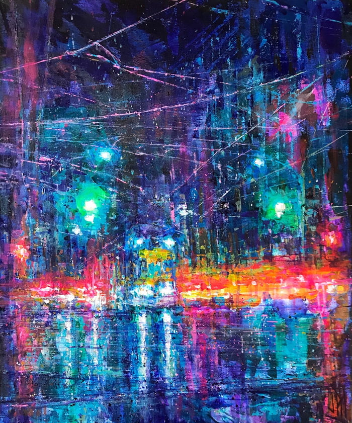 Impressionist painting I did of Queen Street, Toronto. 9GAG
