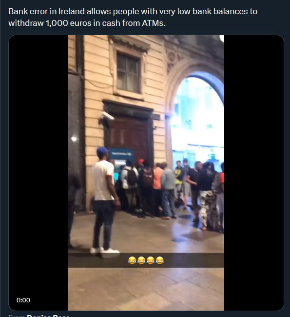 Bank error in Ireland allows people with very low bank balances to