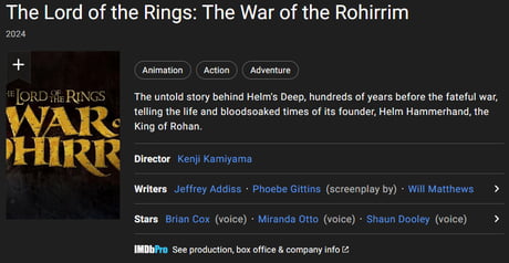 The Lord of the Rings: The War of the Rohirrim (2024) Anime Movie