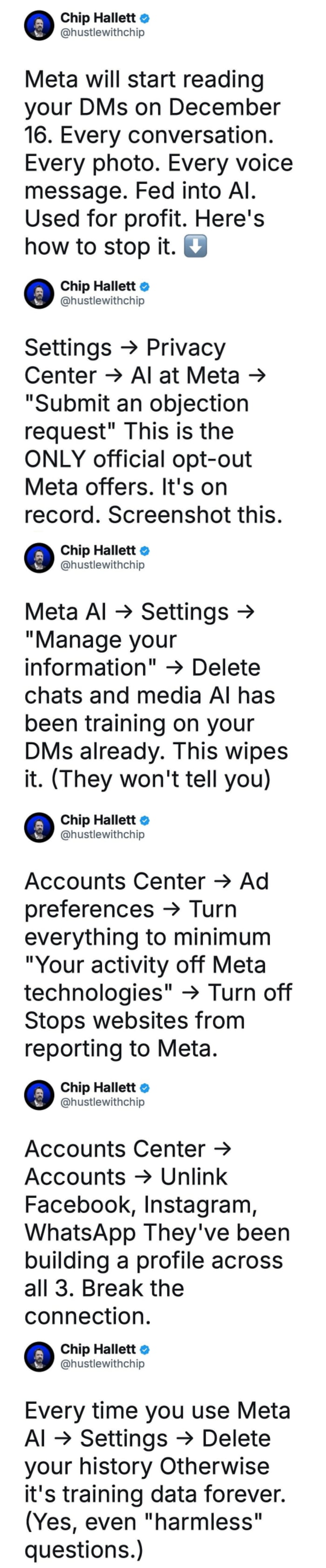 F**k these mega corps and their use of AI. Leaving this here in case y'all don't want facebook to train their AI with your data. Hope this helps, and f**k you and see you tomorrow