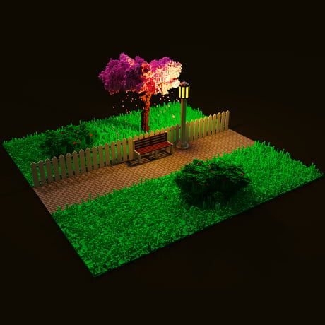 So I'm learning programming with Godot and for 3D modeling I've tried for the first time MagicaVoxel where you can sculpt voxel objects easily and export them for your game. This is the result of the first hours I tried this tool.