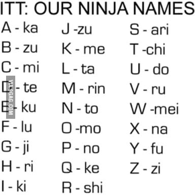 My Ninja Name Is Zukatokiku What S Yours 9gag