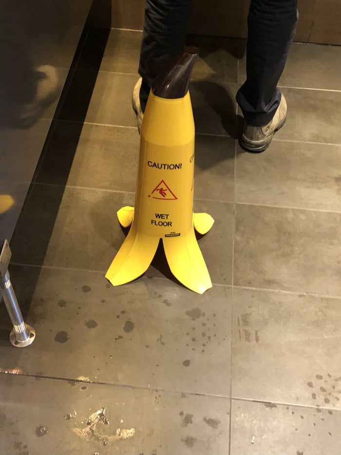 Why not use a banana for a wet floor sign?