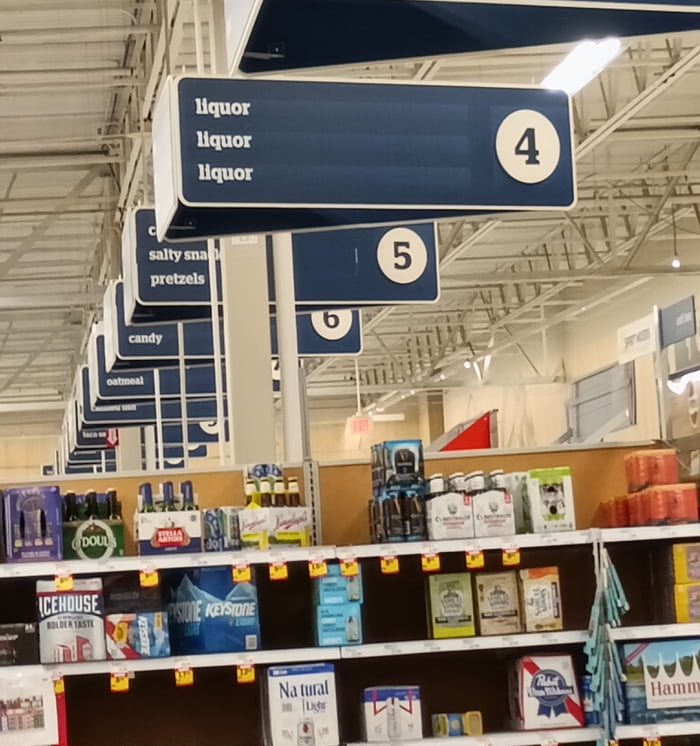 This grocery store makes sure you know where the liquor aisle is.... - 9GAG