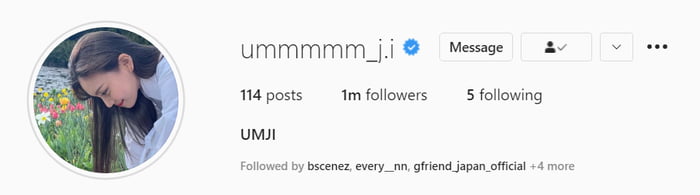 Photo : Umji has reached 1,000,000 followers on Instagram