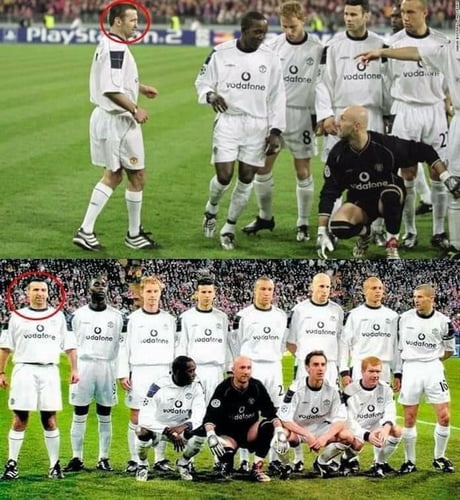 18/04/2001 Colour Teamsheet Bayern Munich v Manchester 