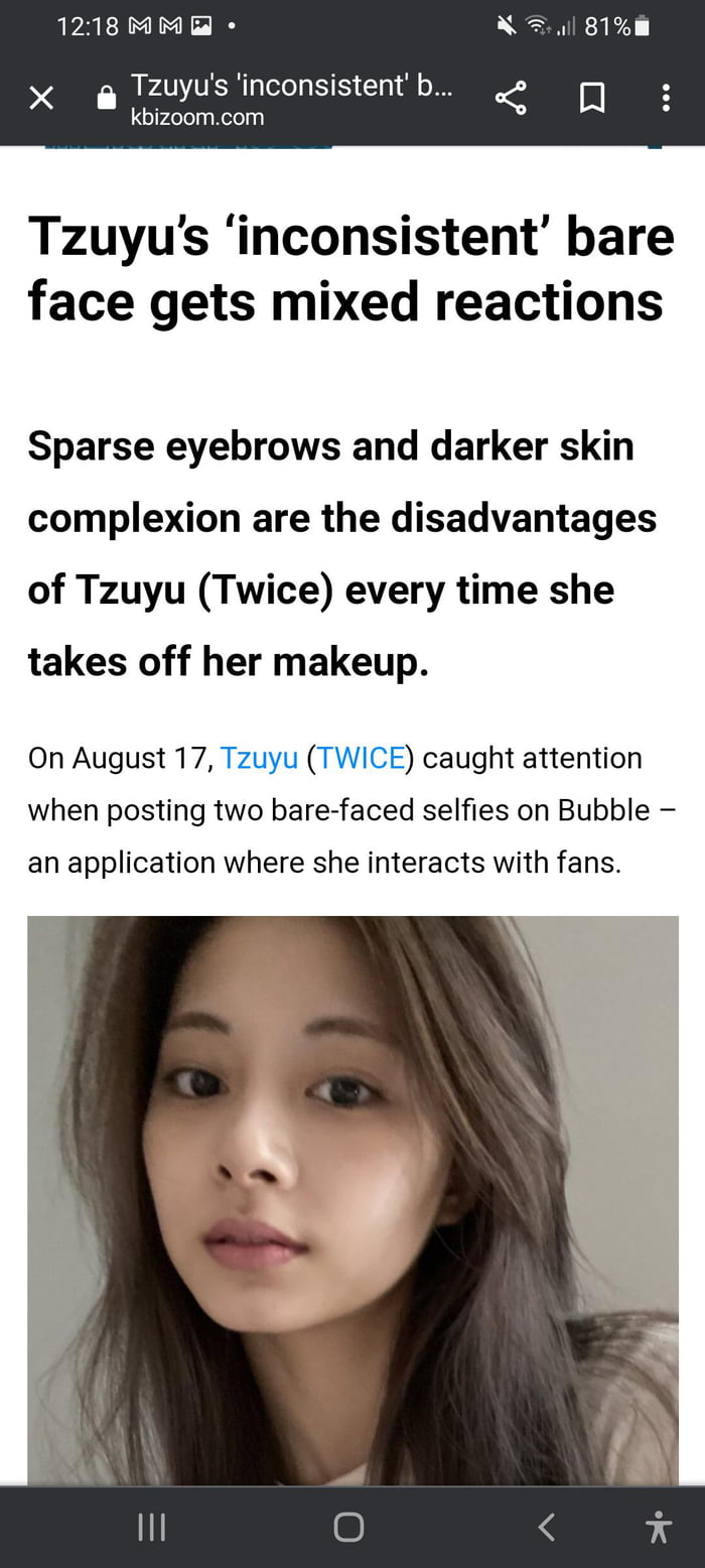 Photo : This is disgusting! Poor Tzuyu has to white-wash her face or else she'll have a disavantage for having darker skin?!