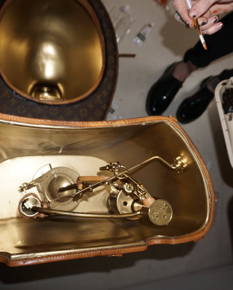 NowThis on X: A $100,000 toilet made from Louis Vuitton bags is a