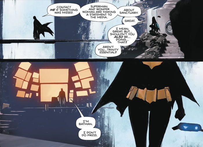 &quot;I&#039;m Batman. I don&#039;t do press.&quot; (Heroes in Crisis Issue #5)