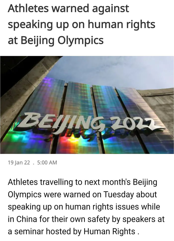 "See nothing,Hear nothing, Say nothing"- Moto of the Beijing Olympics.