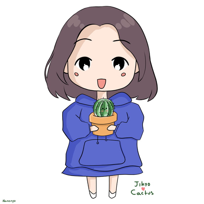 Photo : Jihyo and her cactus
