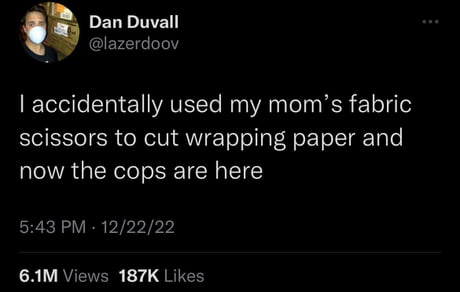 I accidentally used my mom's fabric scissors and now the cops are