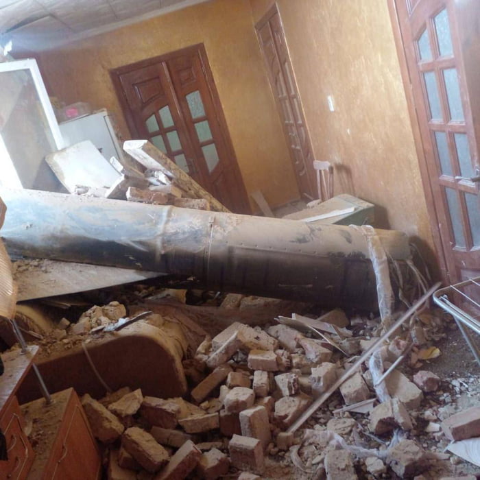 One of recent Russian rockets. Flew all over Ukraine to Ivano-Frankivsk district, to hit an extremely important living room. And then not explode. 0% accuracy. 0% efficiency.