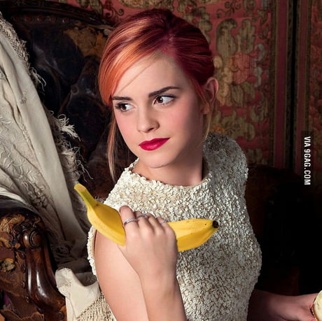 Redhead Emma Watson holding a banana. You're welcome 9gag. - 9GAG