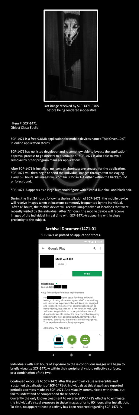 SCP 1471 is a free 9.8MB application for mobile devices named MalO ve