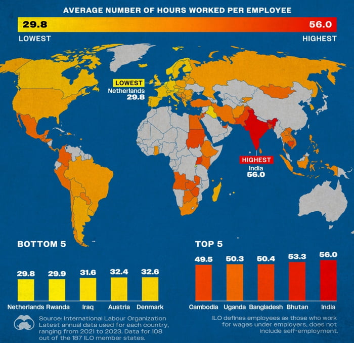 Countries With The Longest Work Weeks 9GAG Countries with the longest work weeks 9gag