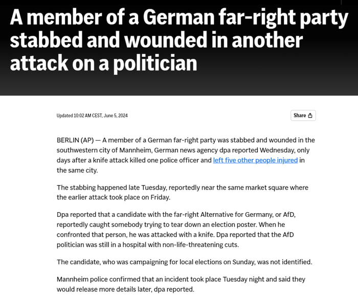 Another Terror Attack On A Right-Wing Politician In Germany - 9GAG