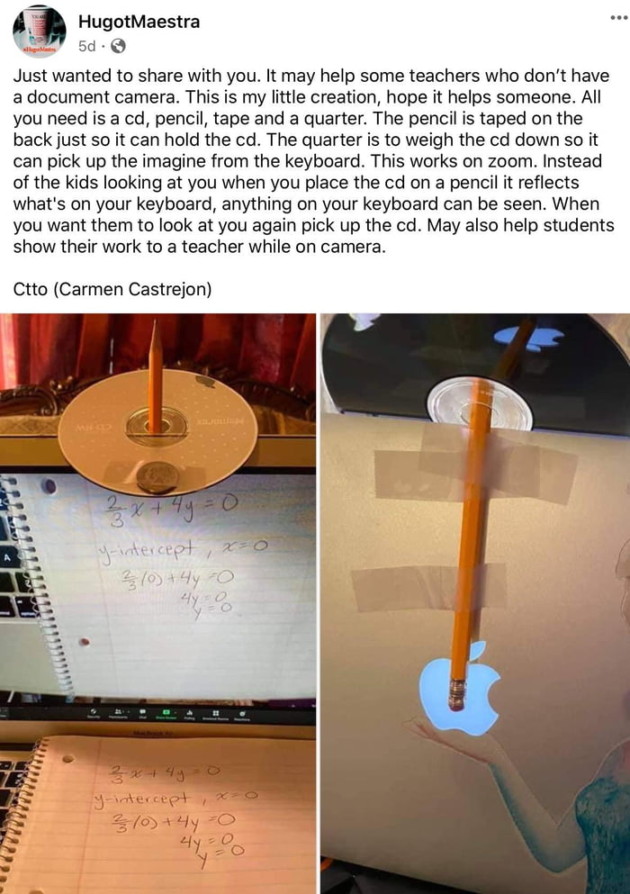 Zoom trick for those who don't have a document camera. 9GAG