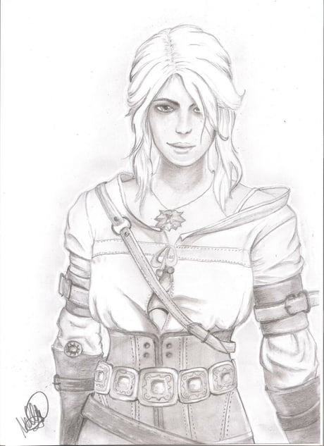 I Love The Witcher Series Ciri Is A Very Cool Character Drawing By Me One Of My First Artworks With A Gaming Background 9gag